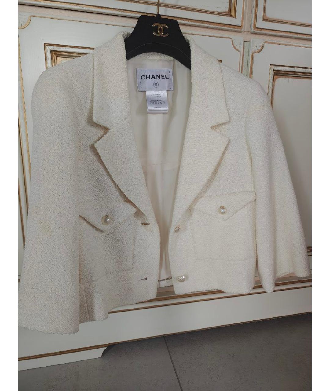 CHANEL Белый шелковый жакет/пиджак, фото 4