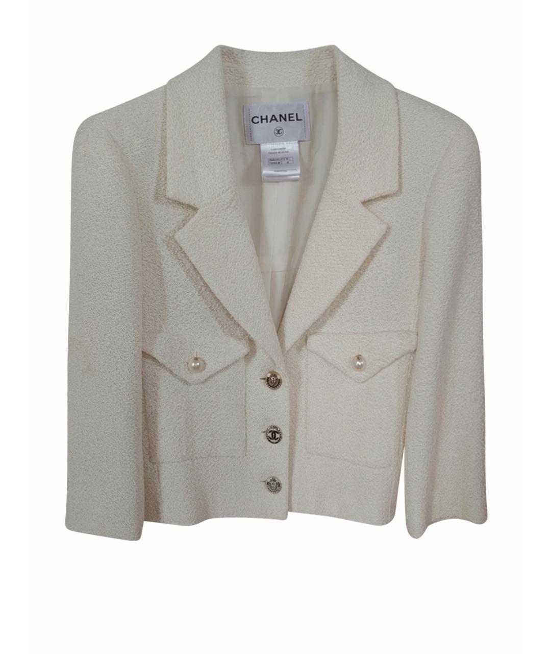 CHANEL Белый шелковый жакет/пиджак, фото 1