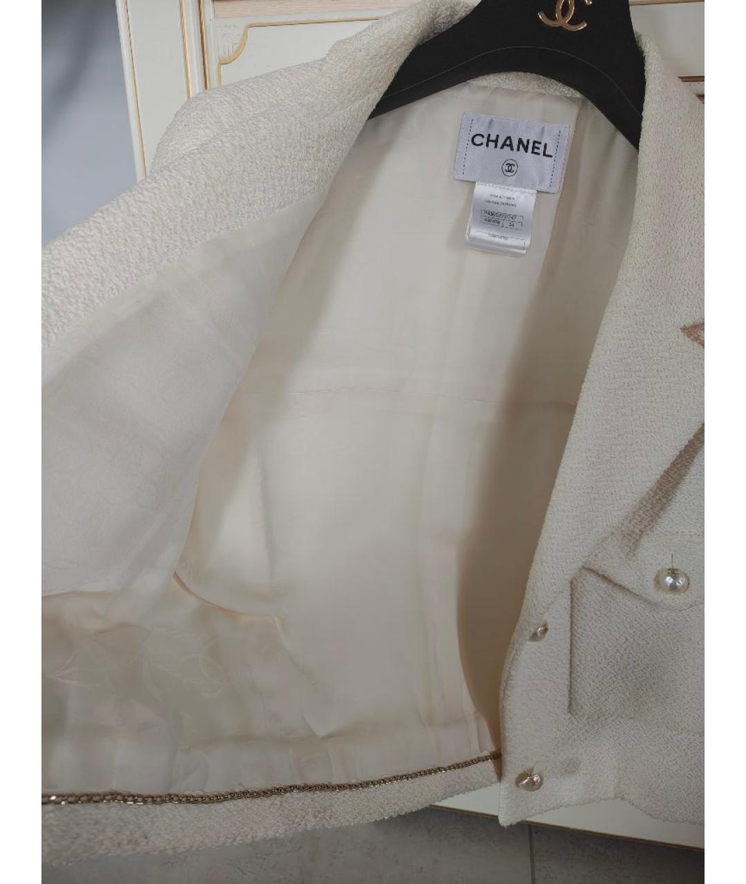 CHANEL Белый шелковый жакет/пиджак, фото 3