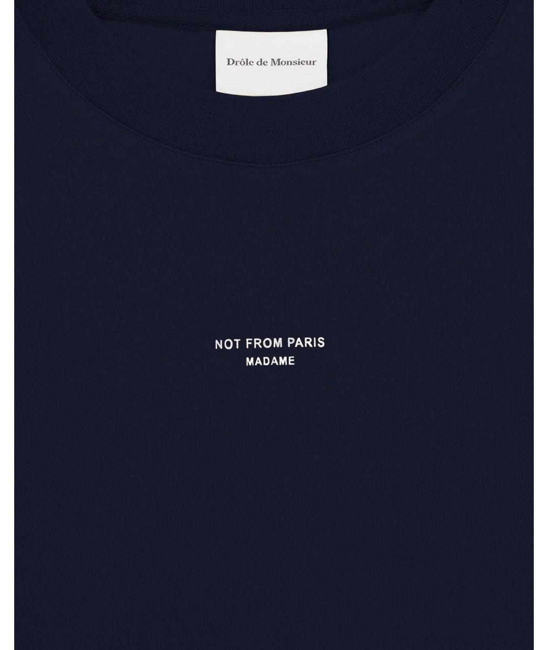 Drole de Monsieur Темно-синяя хлопковая футболка, фото 2