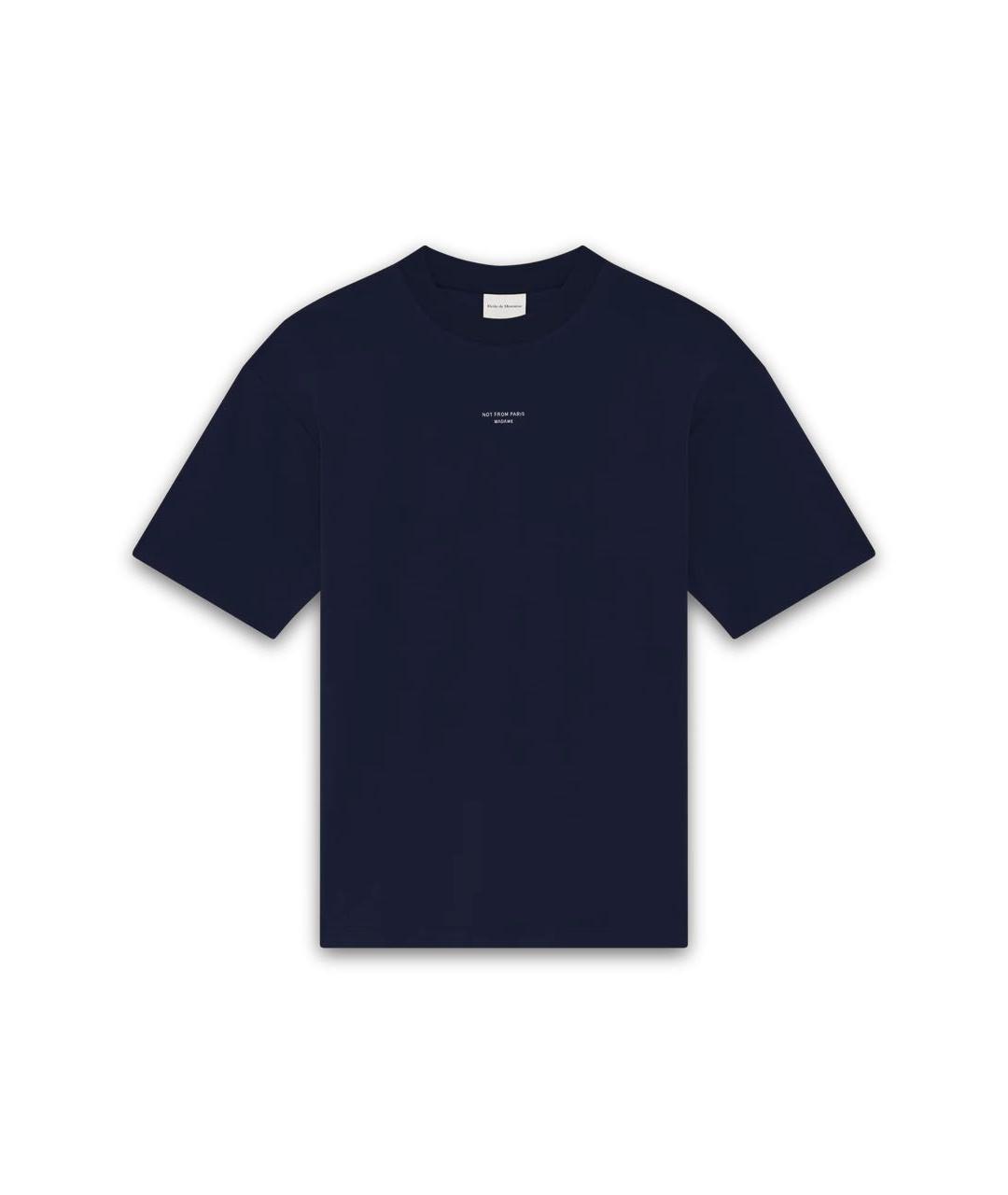 Drole de Monsieur Темно-синяя хлопковая футболка, фото 3