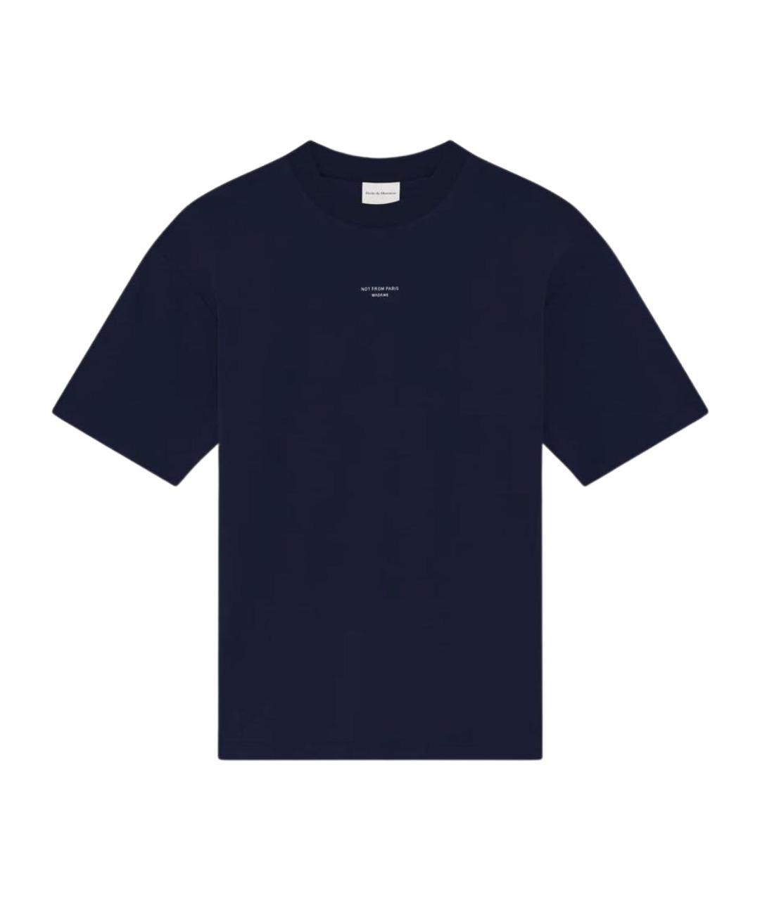Drole de Monsieur Темно-синяя хлопковая футболка, фото 1
