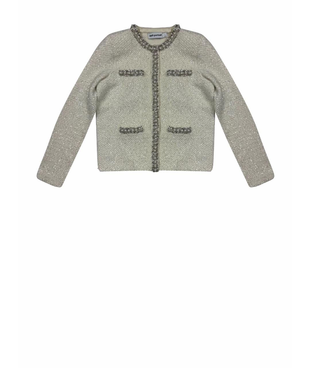 SELF-PORTRAIT Белый полиэстеровый кардиган, фото 1