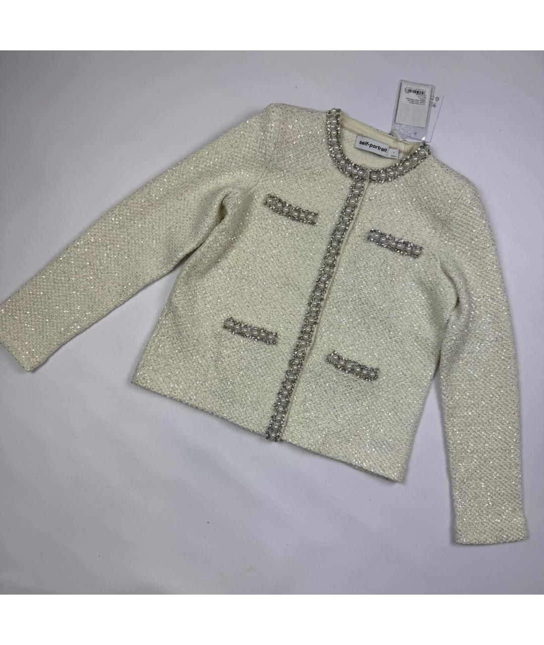 SELF-PORTRAIT Белый полиэстеровый кардиган, фото 9