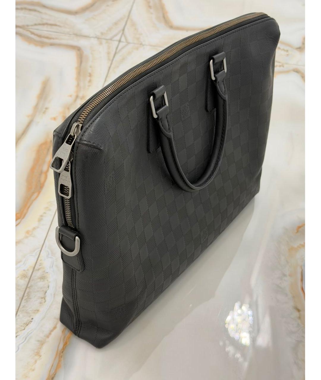 LOUIS VUITTON Черный кожаный портфель, фото 3