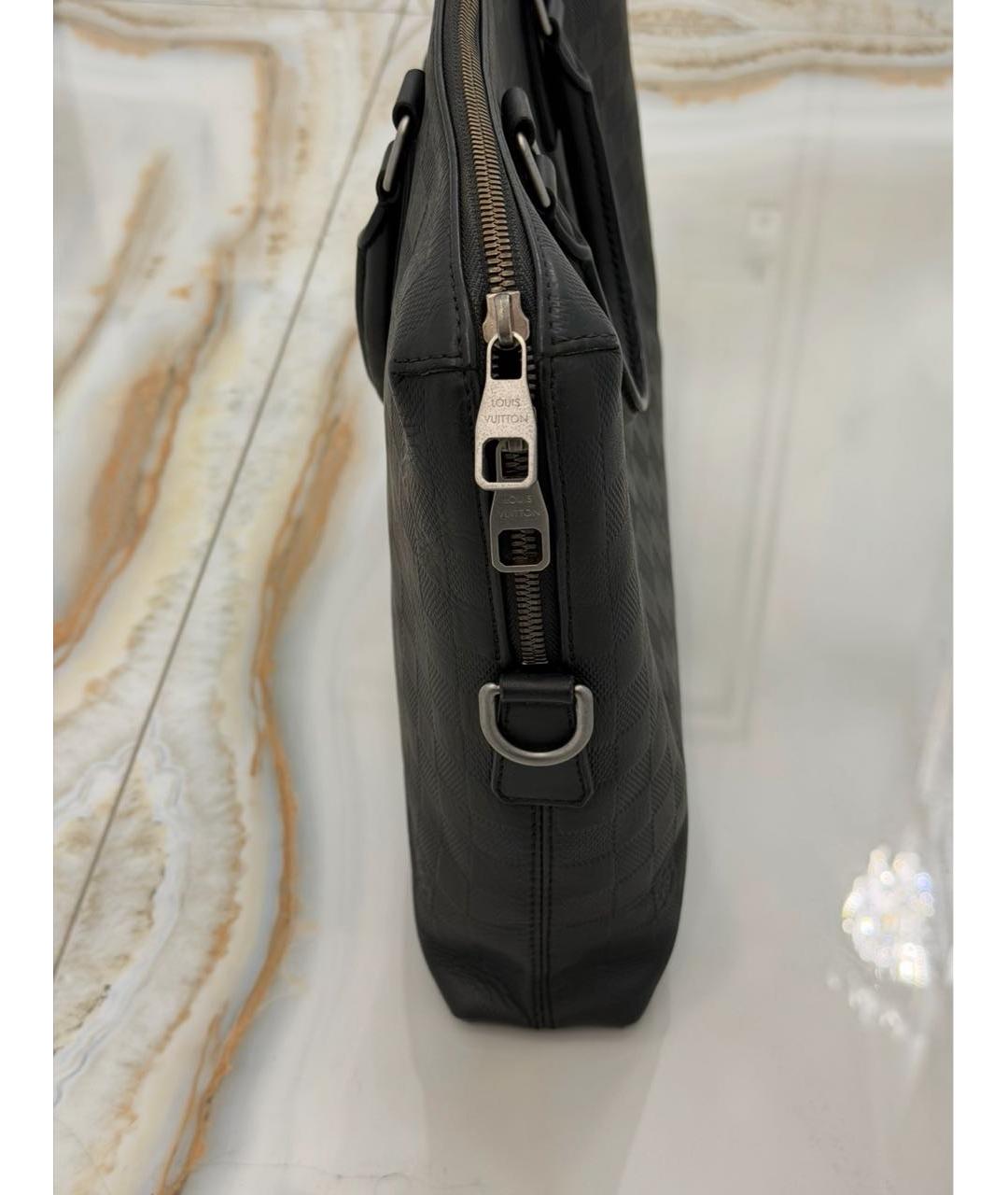 LOUIS VUITTON Черный кожаный портфель, фото 4