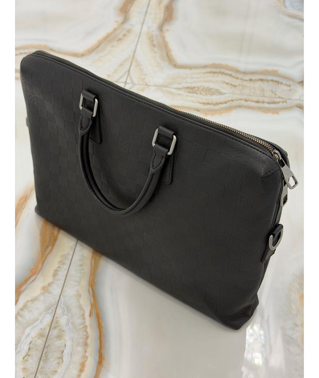 LOUIS VUITTON Черный кожаный портфель, фото 2