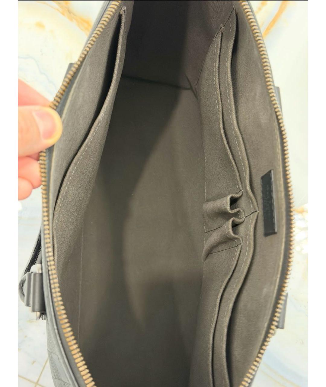 LOUIS VUITTON Черный кожаный портфель, фото 6