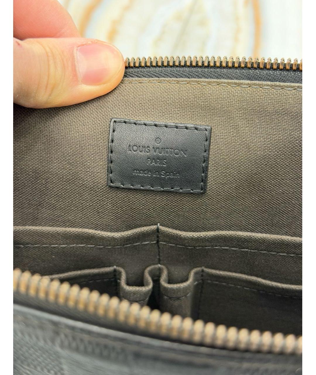 LOUIS VUITTON Черный кожаный портфель, фото 7