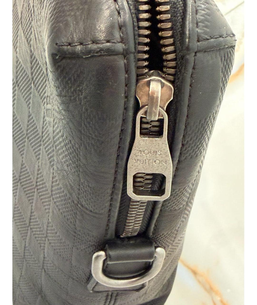 LOUIS VUITTON Черный кожаный портфель, фото 5