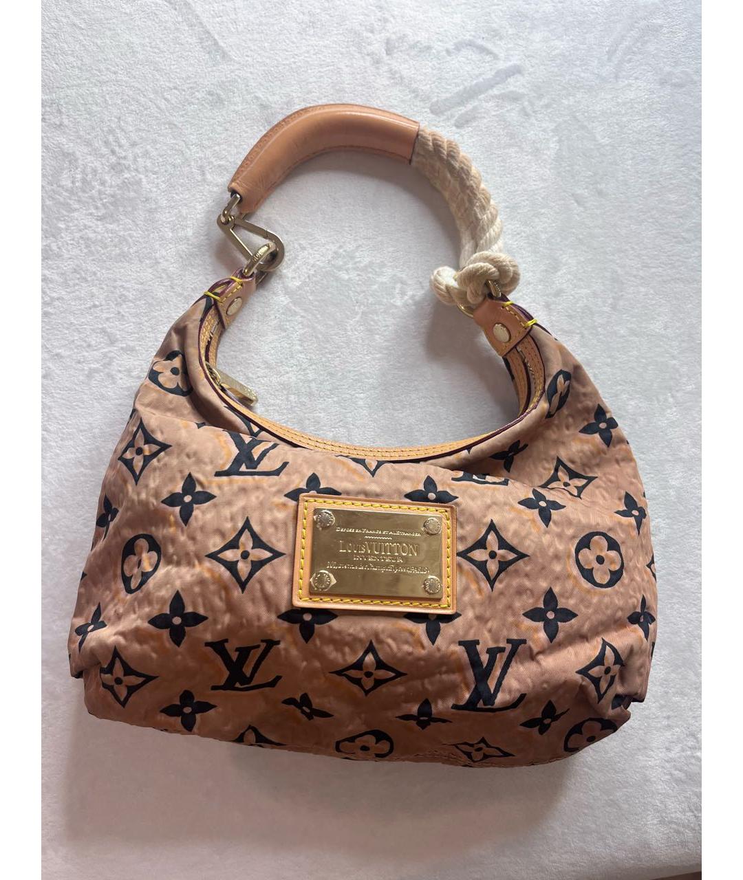 LOUIS VUITTON Бежевая деним сумка с короткими ручками, фото 6