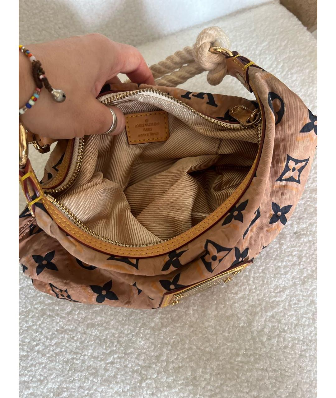 LOUIS VUITTON Бежевая деним сумка с короткими ручками, фото 4