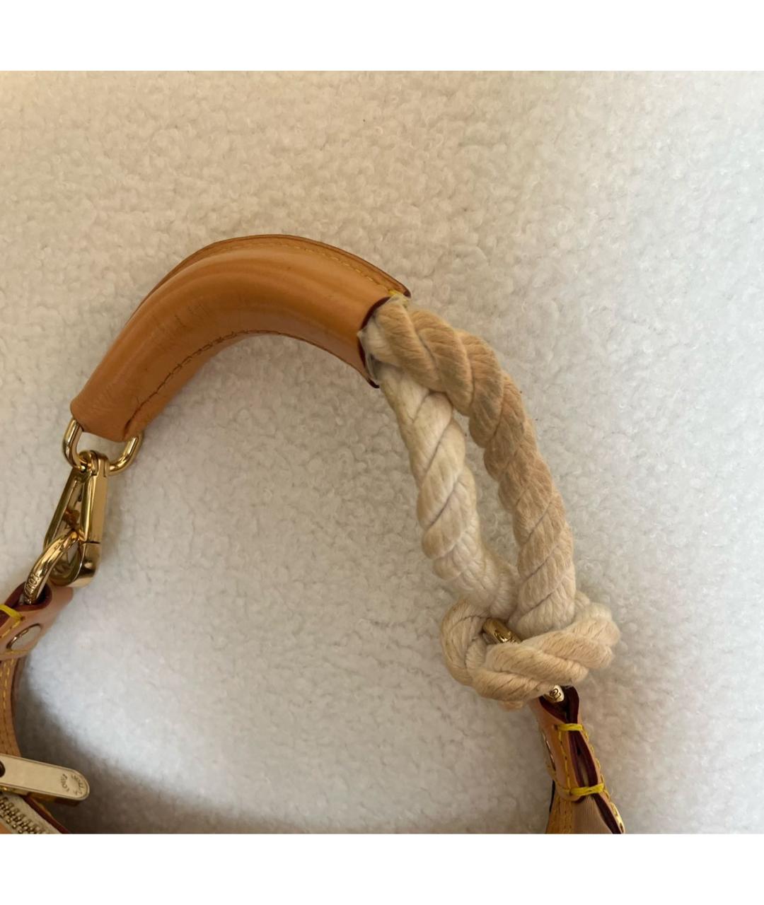 LOUIS VUITTON Бежевая деним сумка с короткими ручками, фото 5