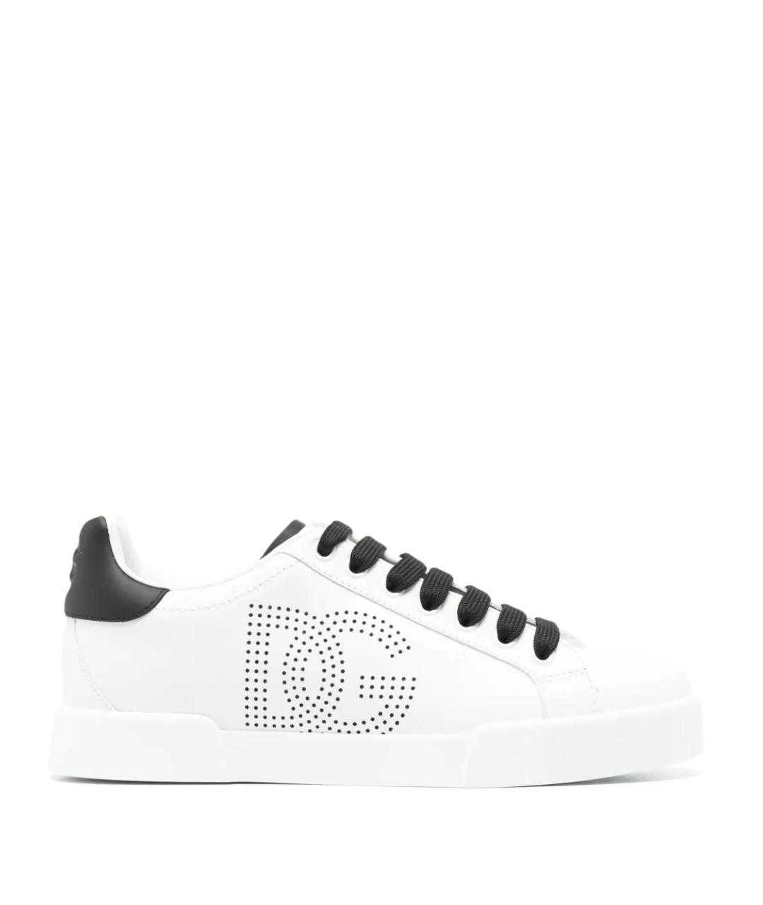 DOLCE&GABBANA Белые кожаные кеды, фото 1