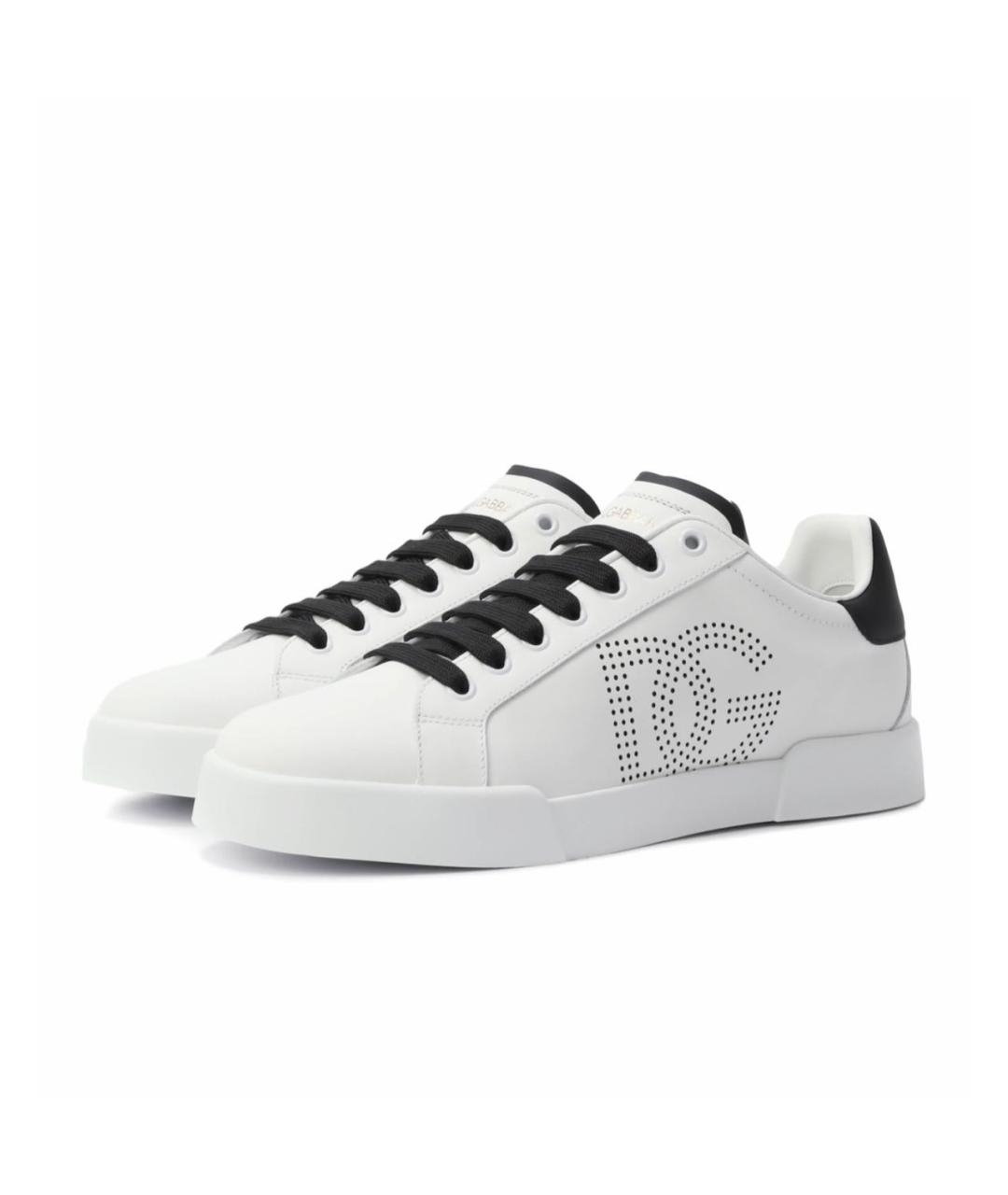 DOLCE&GABBANA Белые кожаные кеды, фото 2