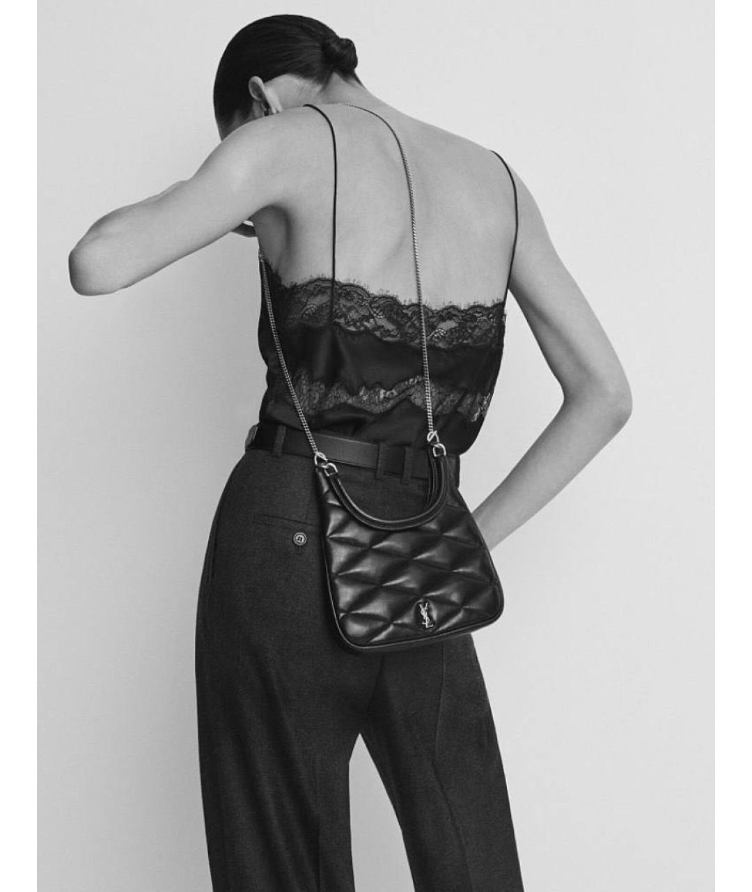 SAINT LAURENT Черная кожаная сумка через плечо, фото 3