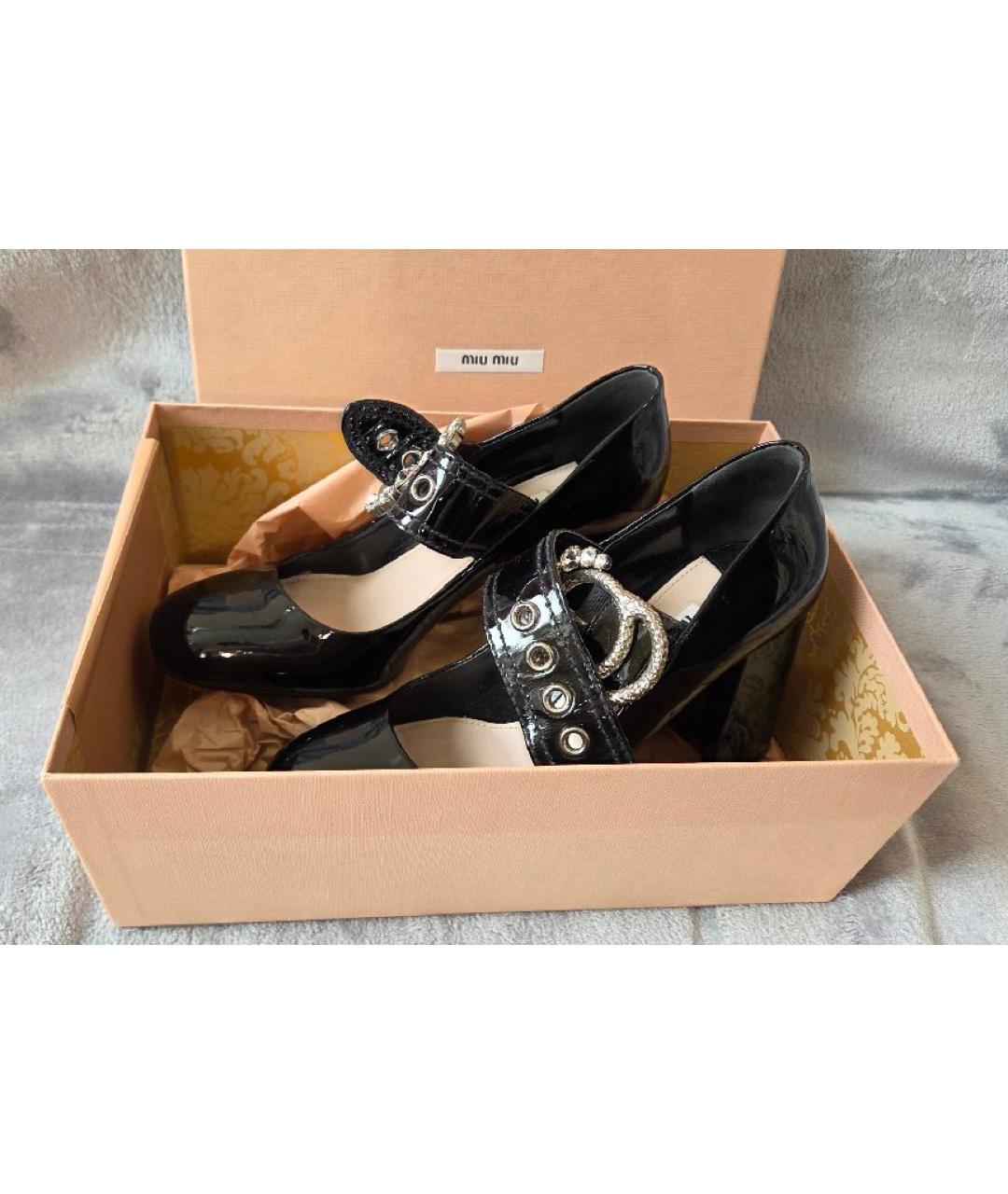 MIU MIU Черные туфли из лакированной кожи, фото 5