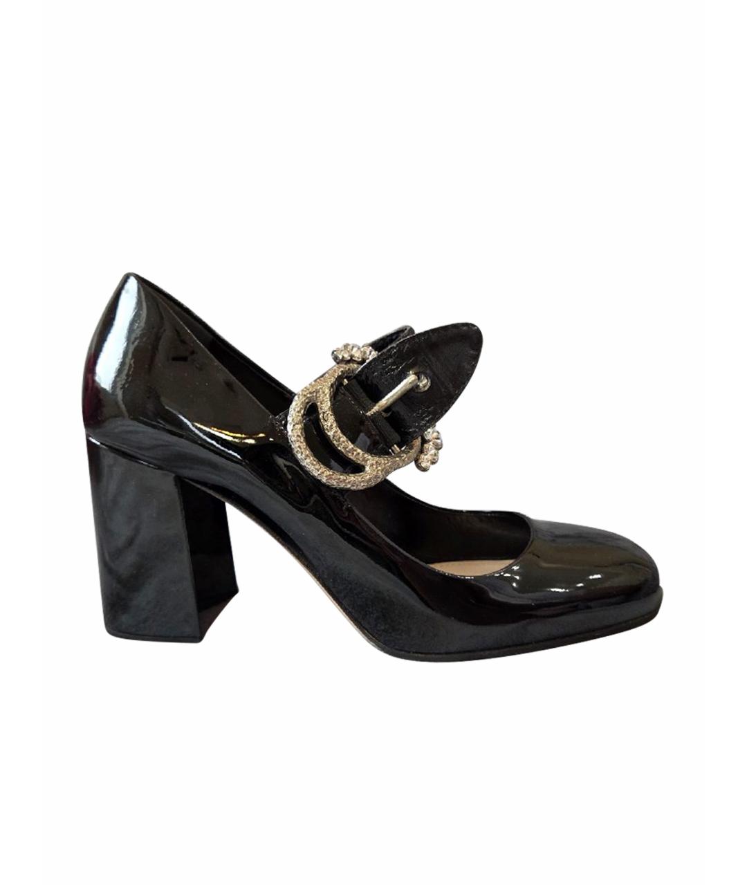 MIU MIU Черные туфли из лакированной кожи, фото 1