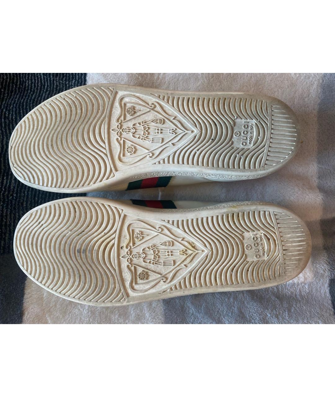 GUCCI Белые кожаные кроссовки, фото 8