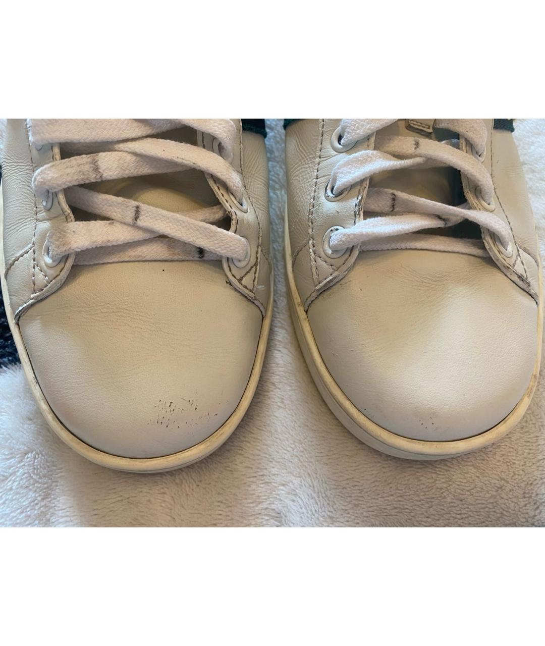 GUCCI Белые кожаные кроссовки, фото 7