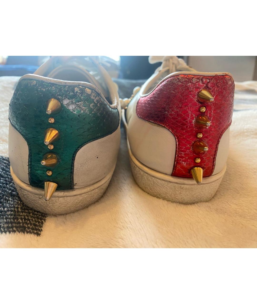 GUCCI Белые кожаные кроссовки, фото 4