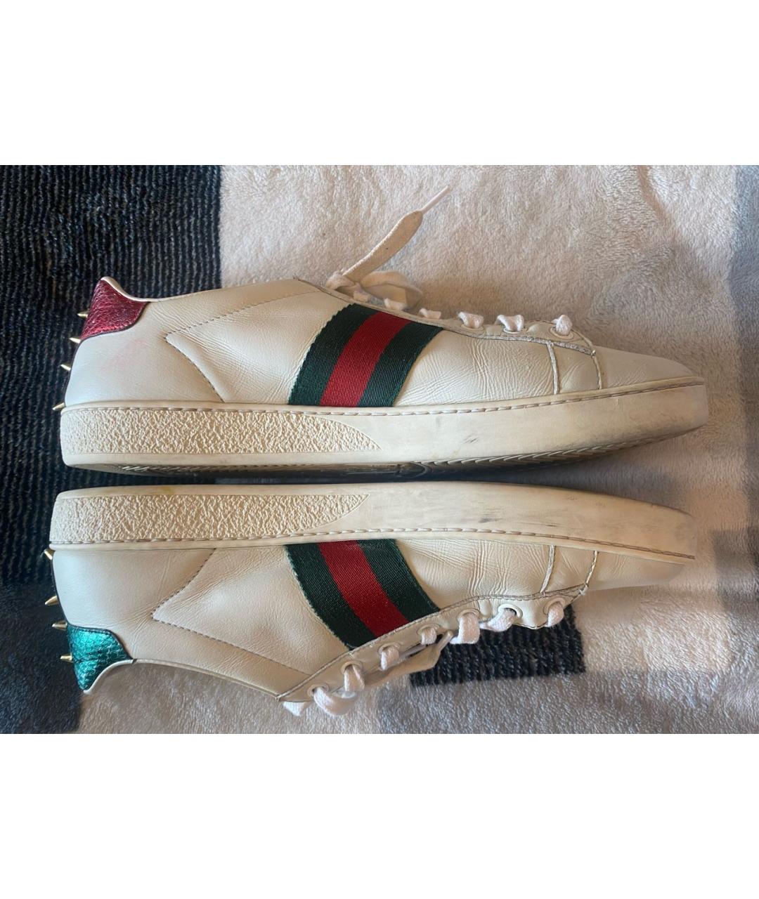 GUCCI Белые кожаные кроссовки, фото 3