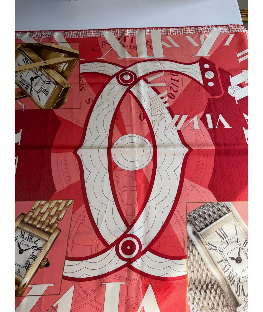CARTIER Красный шелковый платок, фото 6