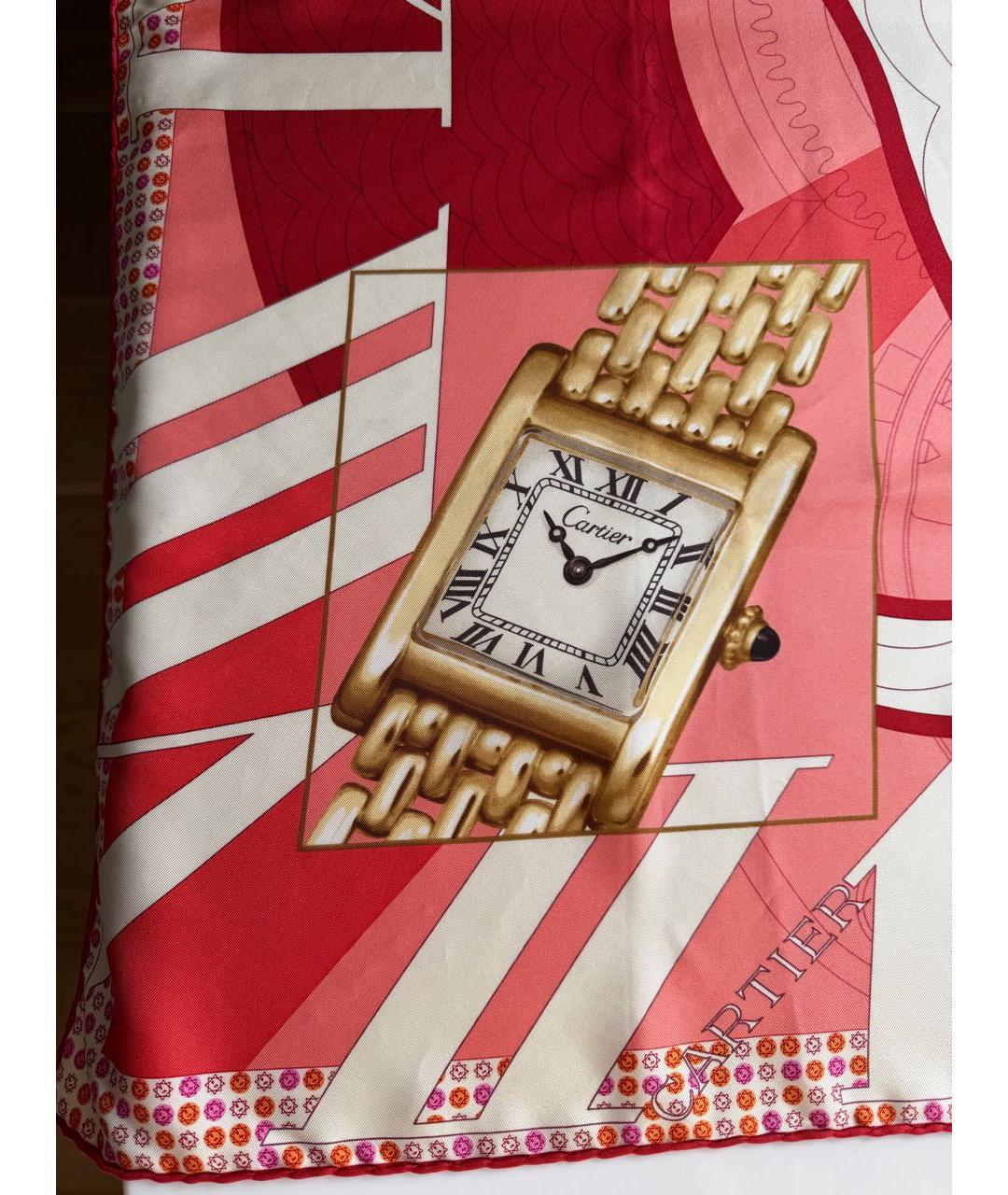 CARTIER Красный шелковый платок, фото 5