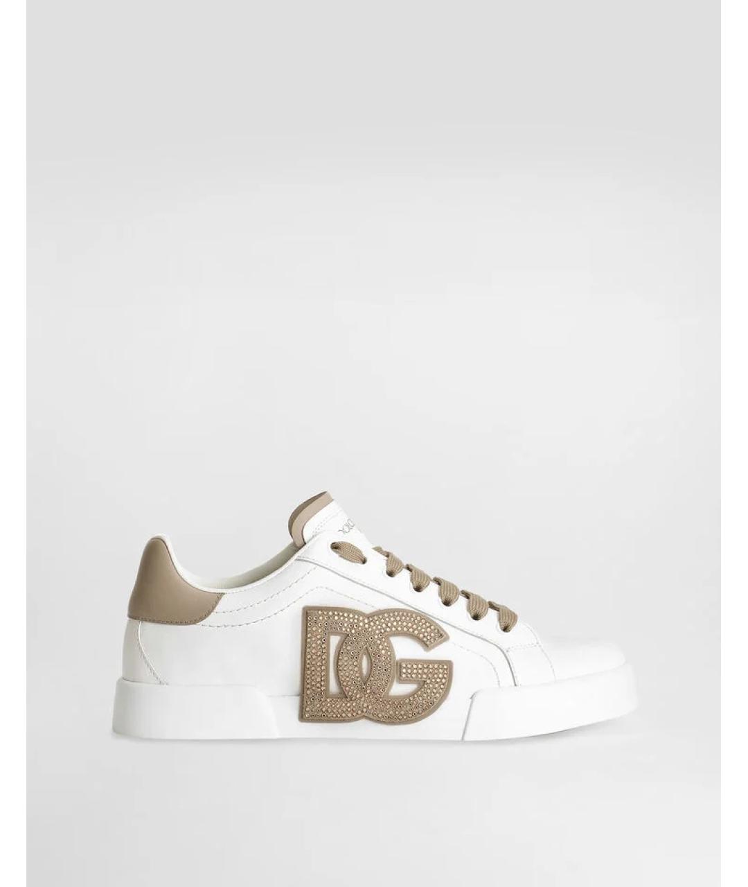 DOLCE&GABBANA Белые кожаные кеды, фото 7