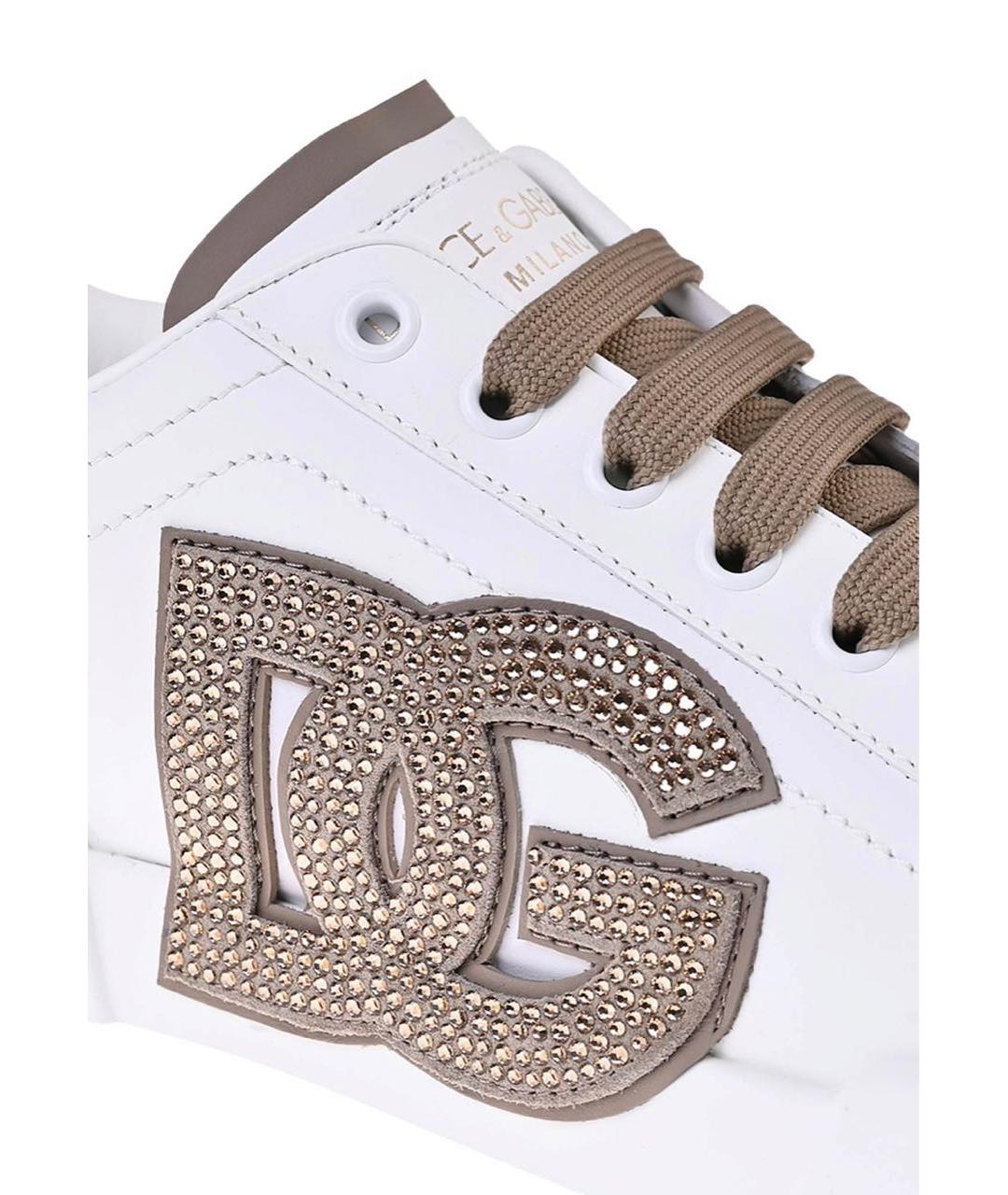 DOLCE&GABBANA Белые кожаные кеды, фото 5