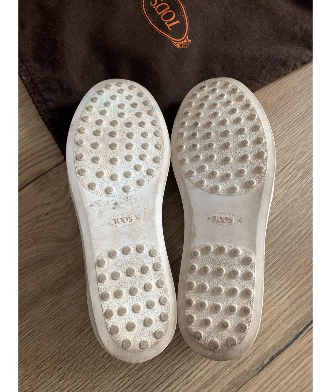 TOD'S Серебряные кожаные слипоны, фото 5