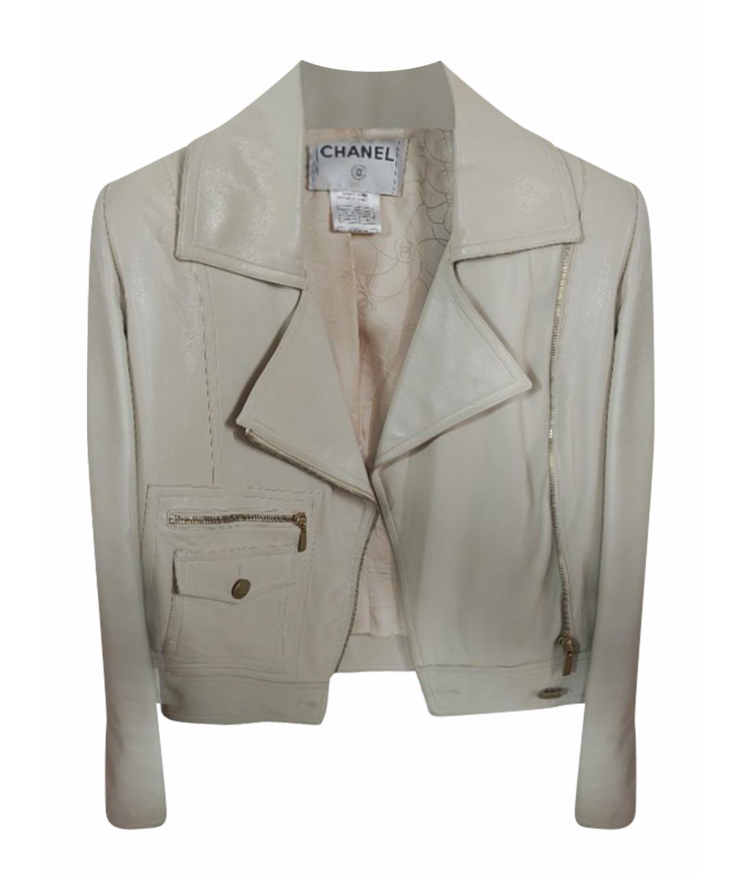 CHANEL Бежевая кожаная куртка, фото 1