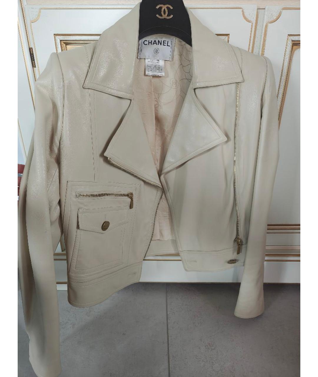 CHANEL Бежевая кожаная куртка, фото 10