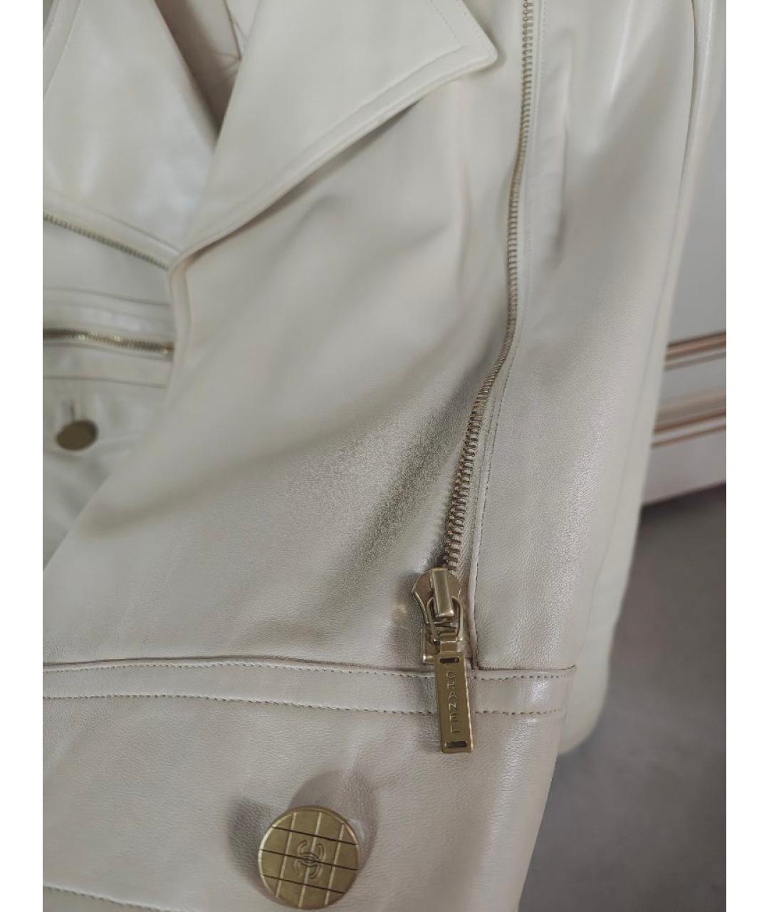 CHANEL Бежевая кожаная куртка, фото 9