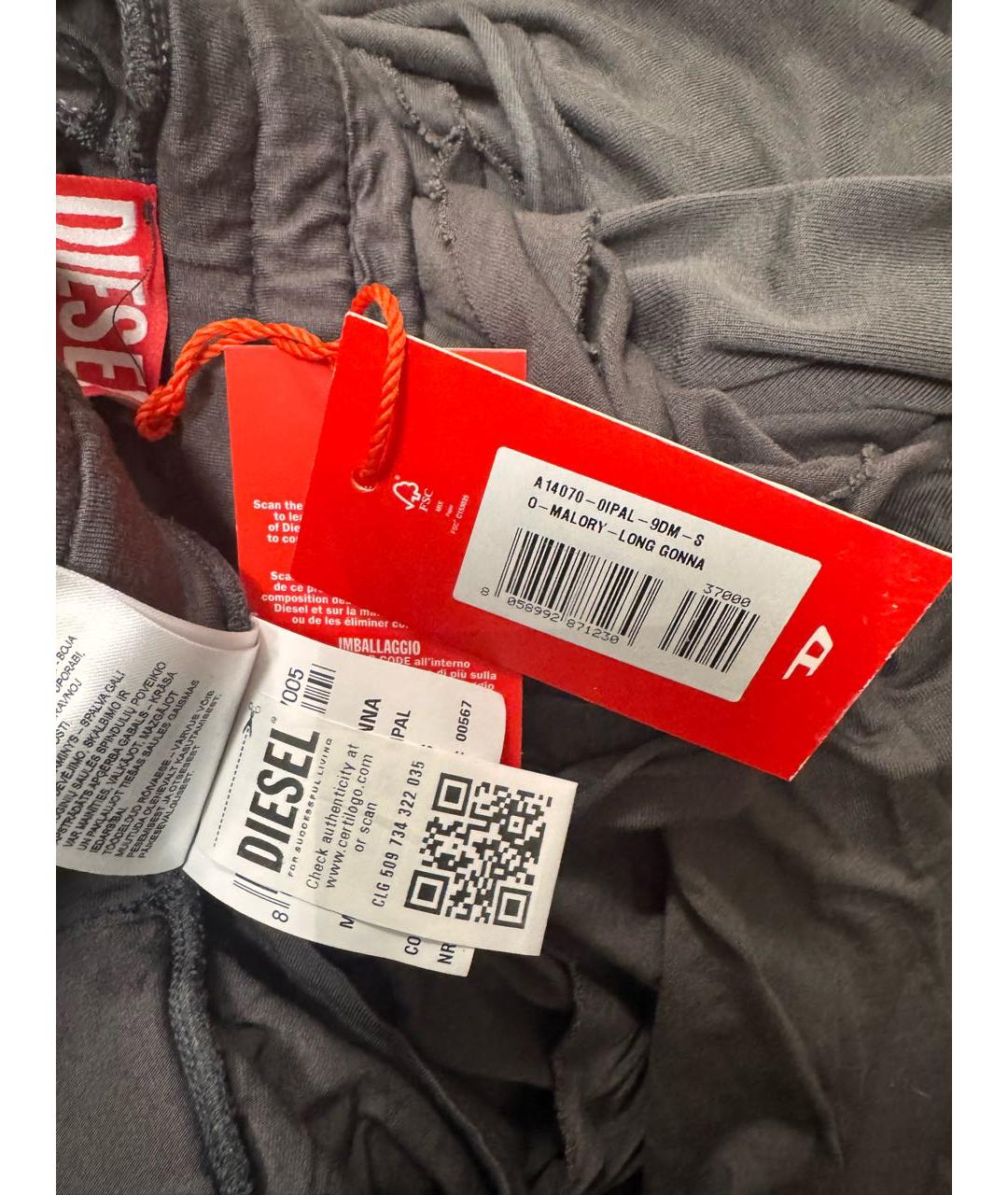 DIESEL Серая вискозная юбка миди, фото 5