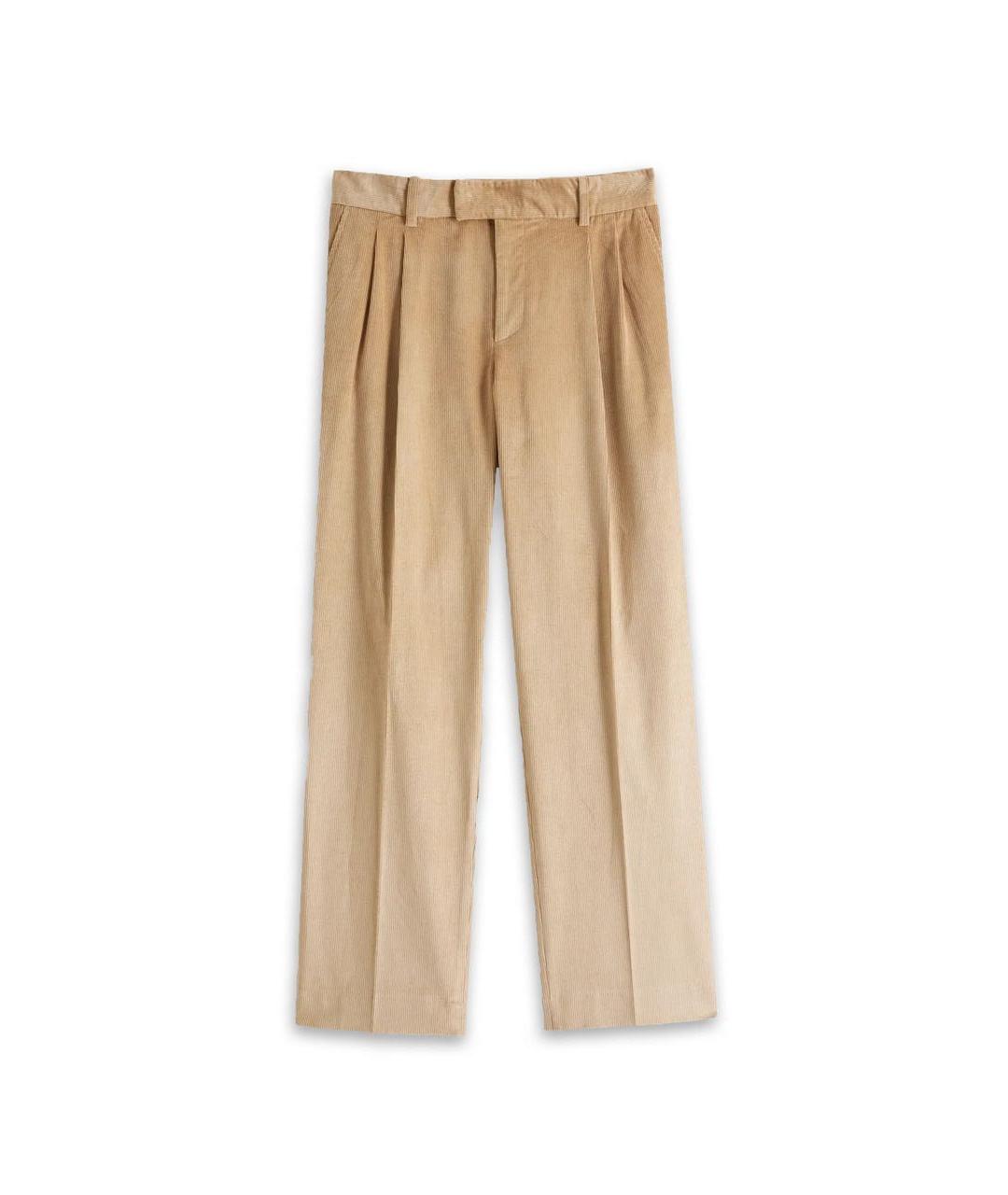 Drole de Monsieur Бежевые хлопко-эластановые классические брюки, фото 1