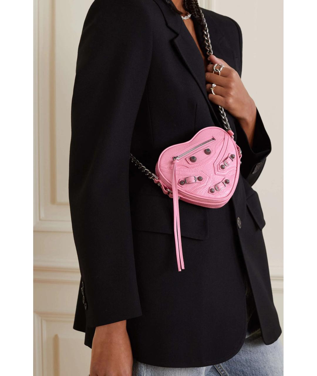 BALENCIAGA Розовая кожаная сумка через плечо, фото 7