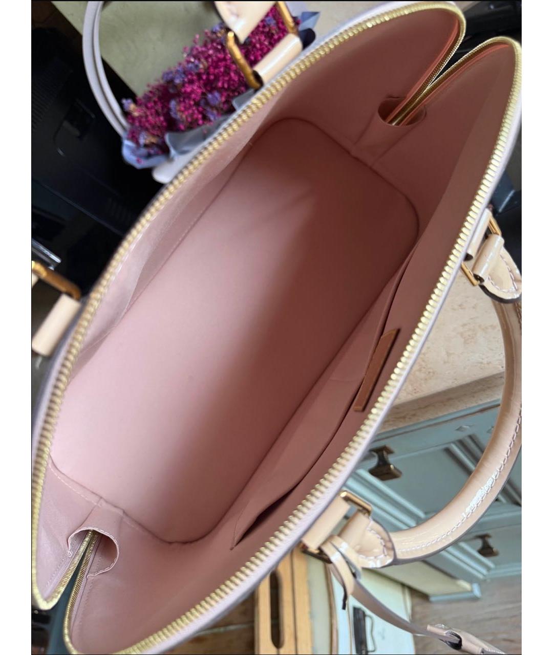 LOUIS VUITTON Бежевая сумка с короткими ручками из лакированной кожи, фото 4