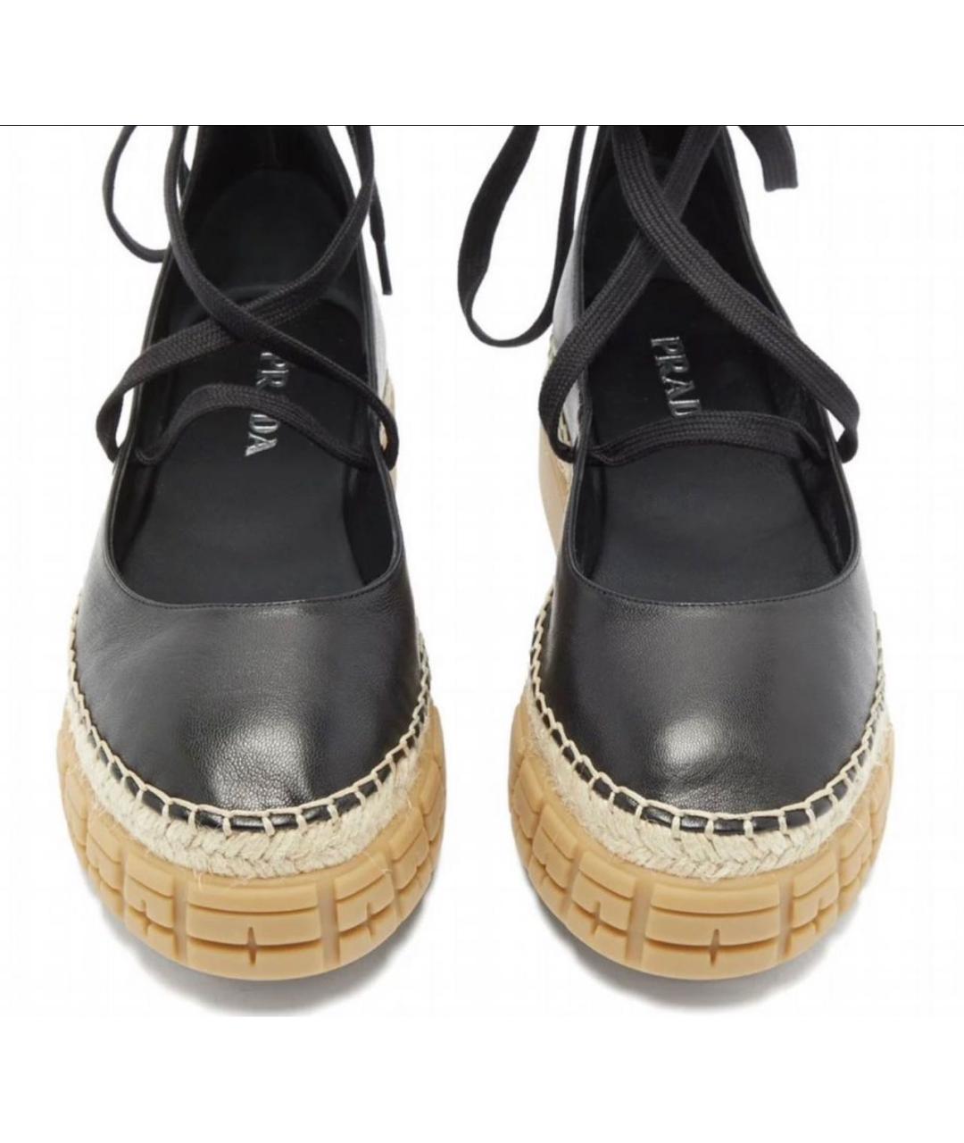 PRADA Черные кожаные эспадрильи, фото 2