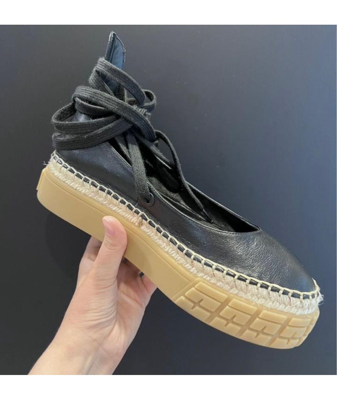 PRADA Черные кожаные эспадрильи, фото 5