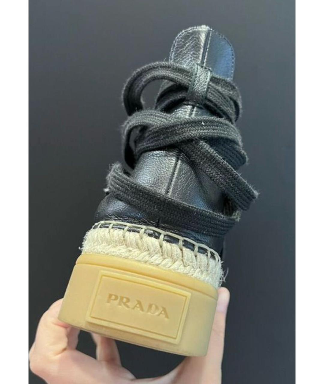 PRADA Черные кожаные эспадрильи, фото 4