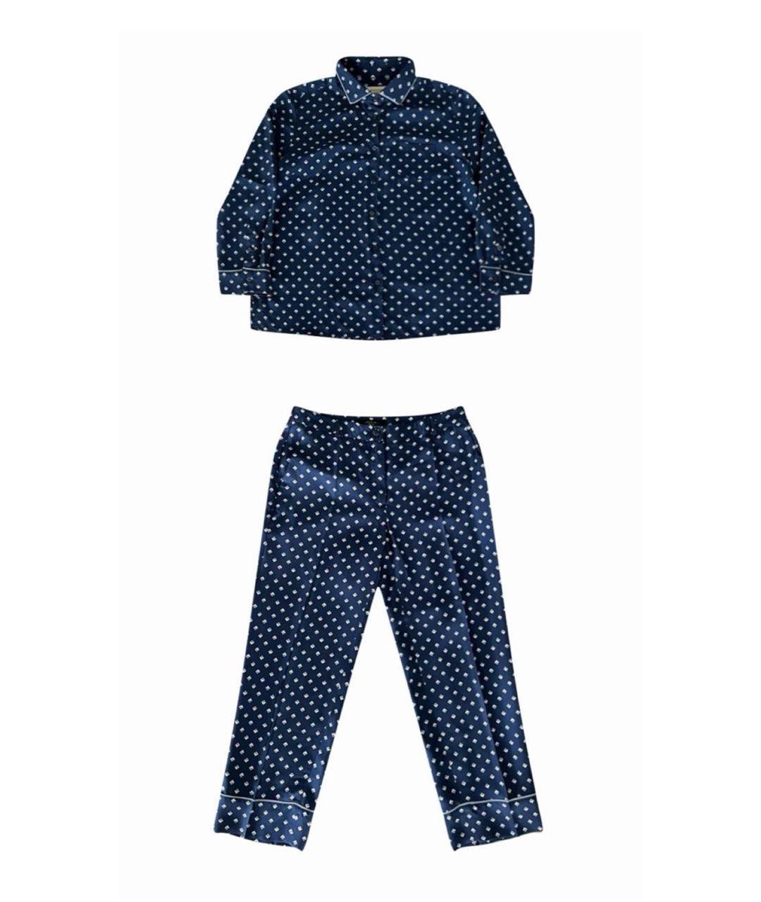 WEEKEND MAX MARA Синий шелковый костюм с брюками, фото 5