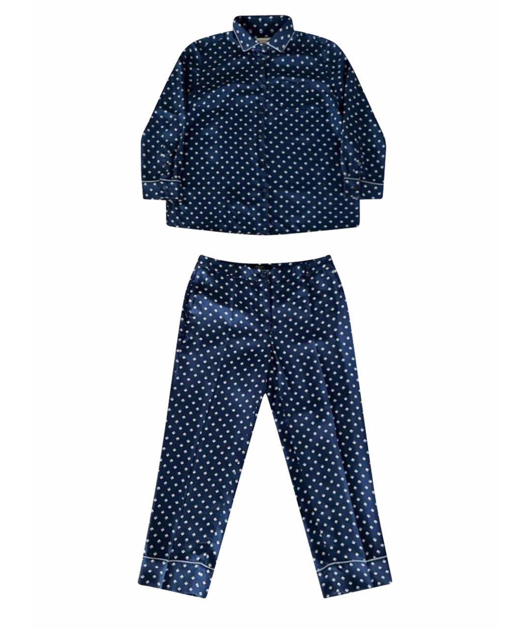 WEEKEND MAX MARA Синий шелковый костюм с брюками, фото 1