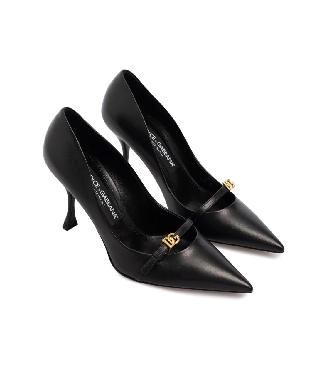 DOLCE&GABBANA Черные кожаные туфли, фото 2