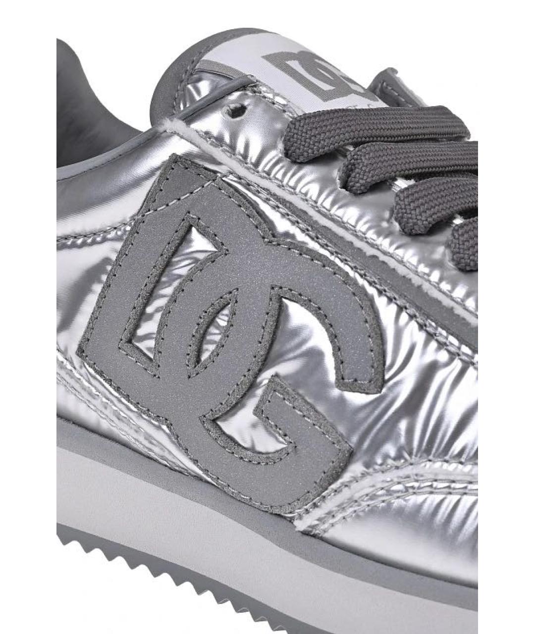 DOLCE&GABBANA Серебряные текстильные кроссовки, фото 5