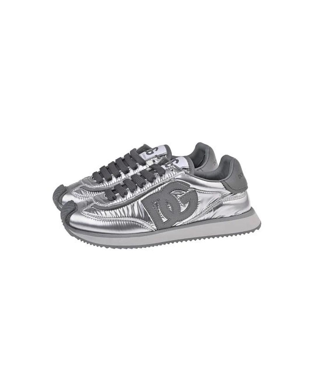 DOLCE&GABBANA Серебряные текстильные кроссовки, фото 2