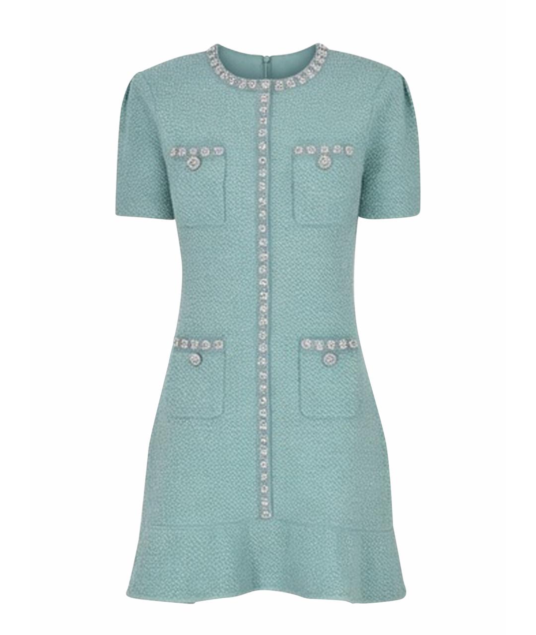 SELF-PORTRAIT Салатовыое твидовое платье, фото 1