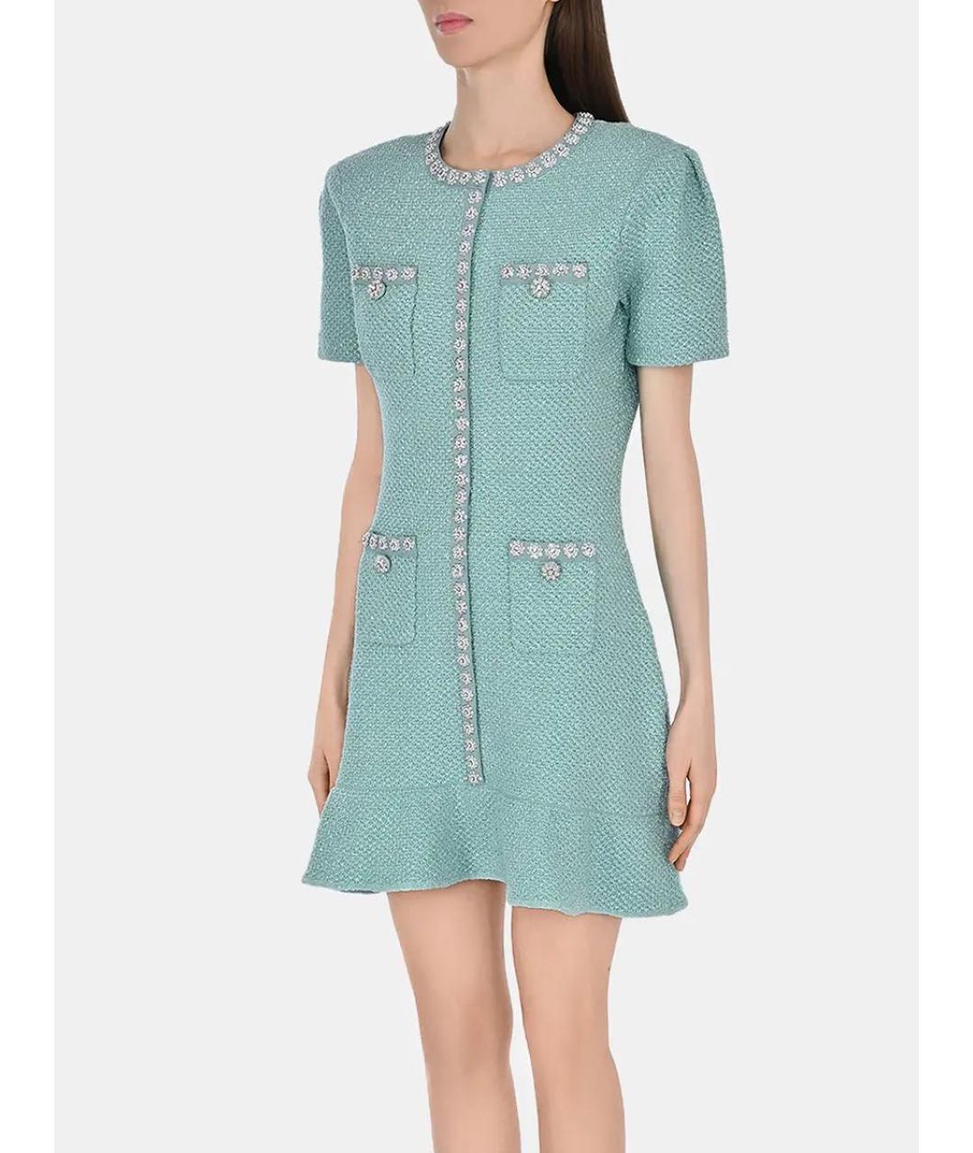 SELF-PORTRAIT Салатовыое твидовое платье, фото 5