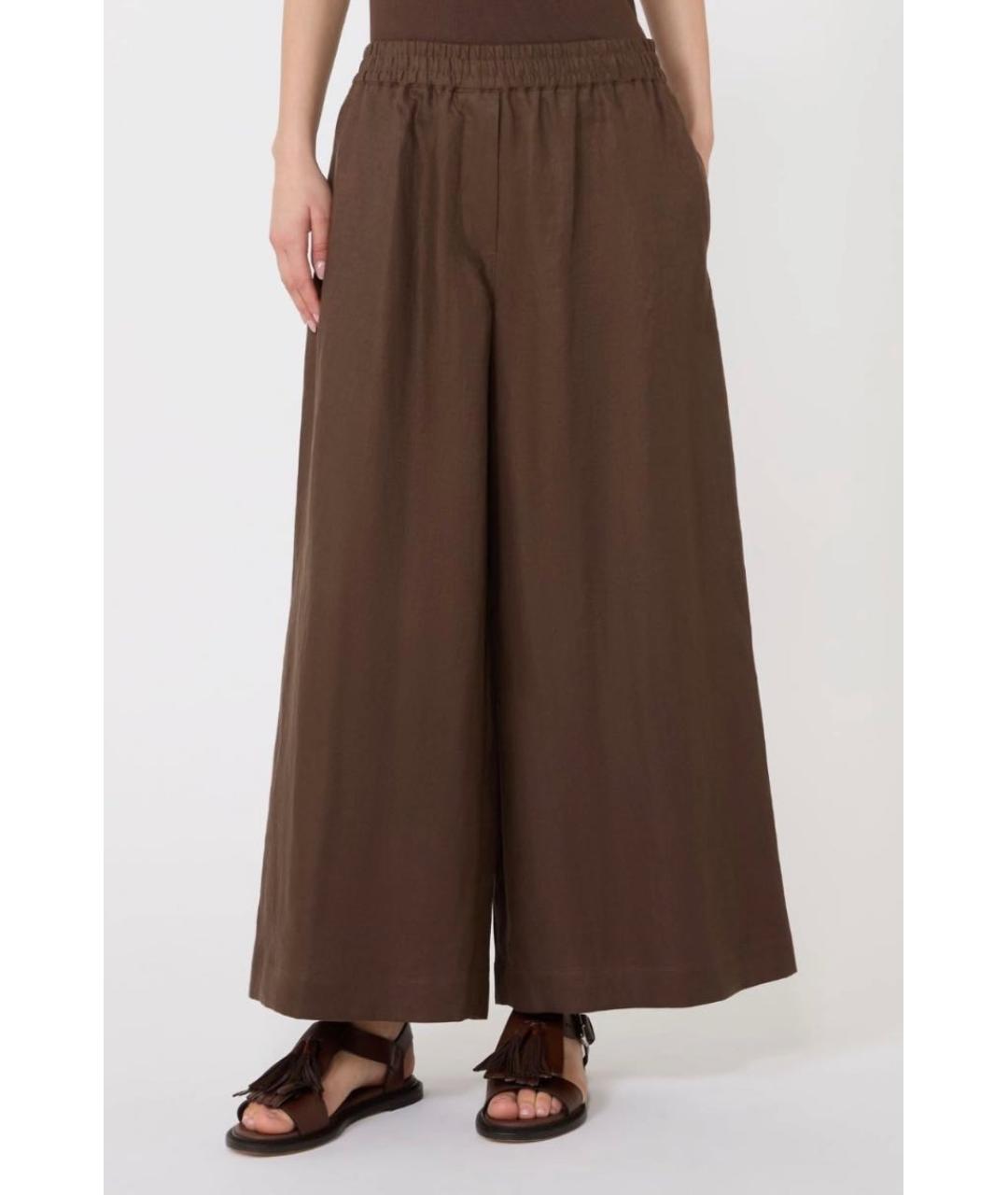 WEEKEND MAX MARA Коричневый льняной костюм с брюками, фото 4