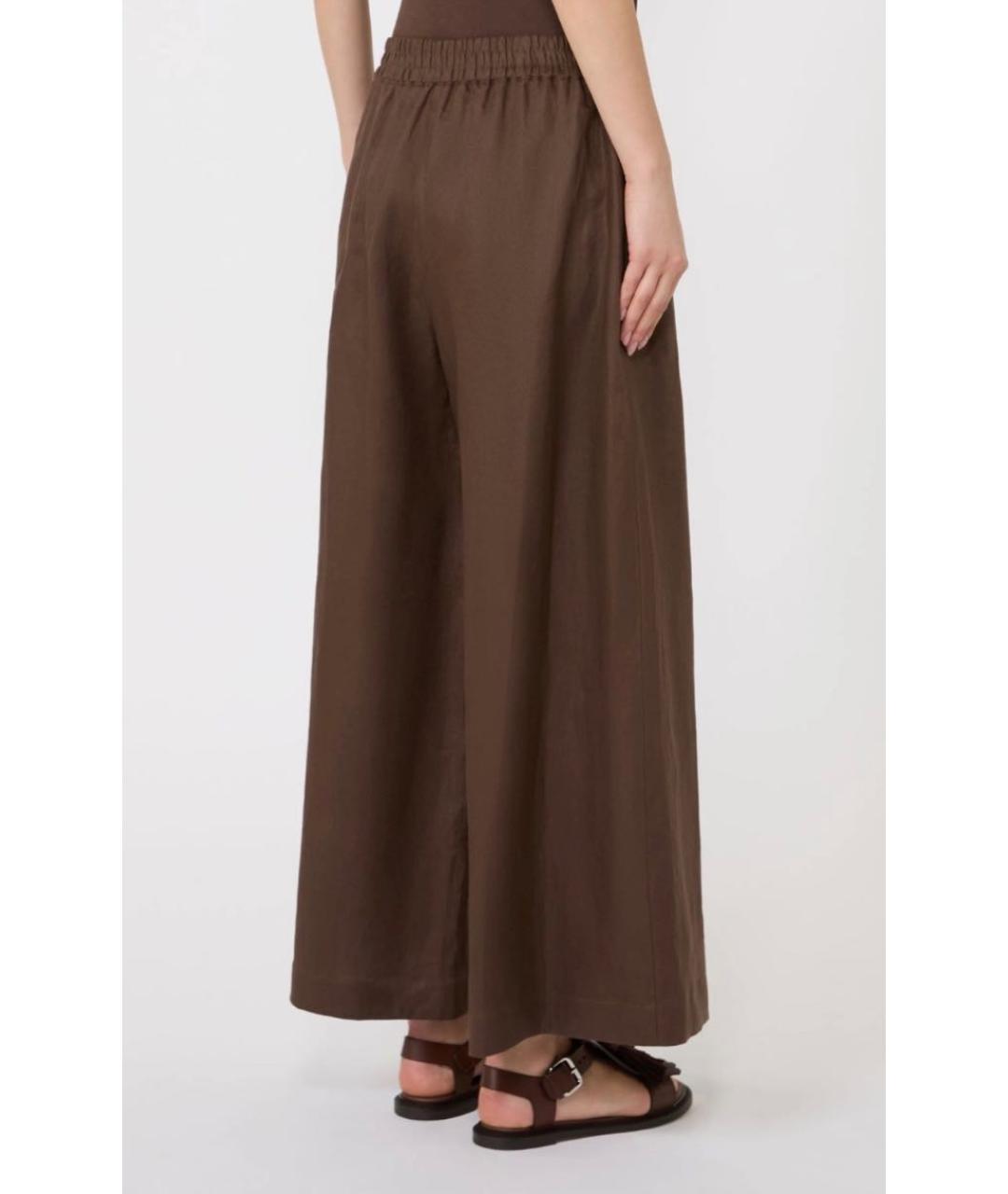 WEEKEND MAX MARA Коричневый льняной костюм с брюками, фото 6